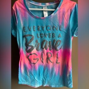 Justice Tie-Dye Blue and Pink Tee
